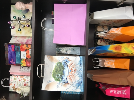 사치 인쇄된 핸들 왁스 페이퍼 가방 보석 패키징 내유성